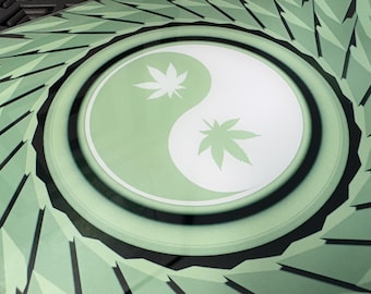 Glass Chopping Board Cannabis Edible Cutting Rolling Surface Highpodz "YinYang" Seafoam OG - Limited Edition