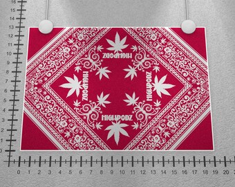 Cannabis Art Poster Limited Edition Prints - Highpodz "PeaceKerchief" (Pink Kush)