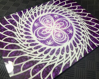 Glass Chopping Board Cannabis Edibles Rolling Surface - Highpodz "Phoenix" Purple Haze XL - Limited Edition