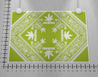 Cannabis Art Poster Limited Edition Prints - Highpodz "PeaceKerchief" (Sour Apple)