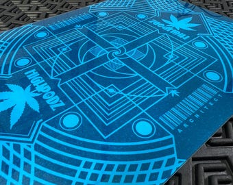 Glass Chopping Board Cannabis Edible Cutting Rolling Surface   Highpodz "Architect" Blueberry Haze Limited Edition