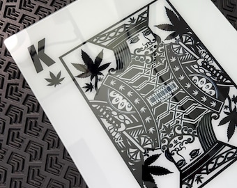 Glass Chopping Board XL Rolling Tray Cannabis Edibles Surface - Limited Edition Highpodz King of Chronic