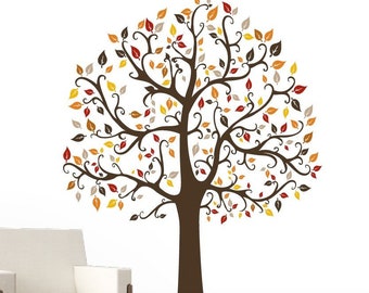 5 FT Tree Wall Decal Deco Art Sticker Mural - FALL COLOR
