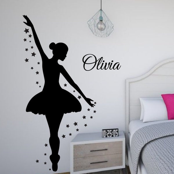 Ballerina Wall Decal, Dance Wall Decor, Personalized Decal, Girls Room Decor, Ballet Decor, Ballerina Decor