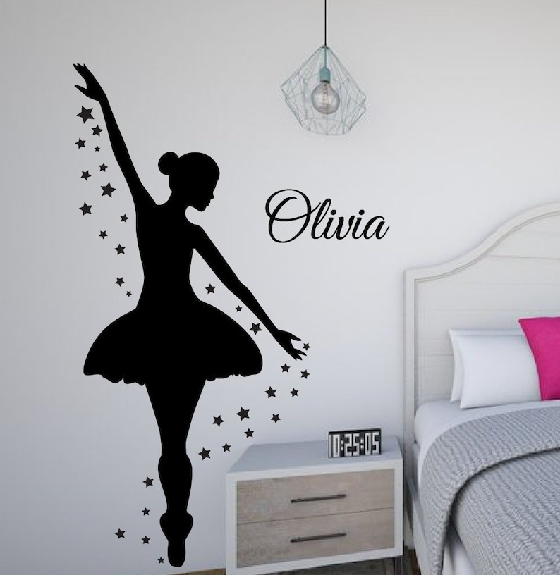 Ballerina Wall Decal, Dance Wall Decor, Personalized Decal, Girls Room Decor, Ballet Decor, Ballerina Decor image 1