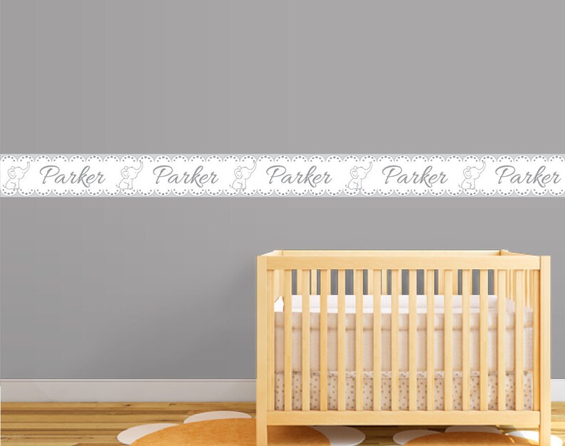 16 Feet Personalized Wall Borders Nursery Decor Elephant Self Adhesive