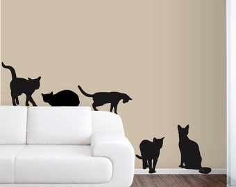 6 Cats Wall Decals in Life Size!