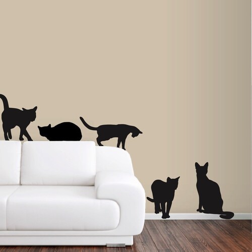 6 Cats Wall Decals in Life Size Etsy