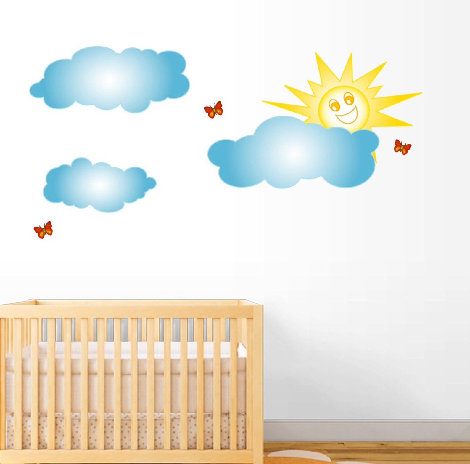 Clouds and Sun Wall Decals Beautiful Deco Art Sticker Mural Etsy