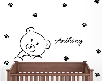 Personalized Teddy Bear Wall Decal Nursery Decor