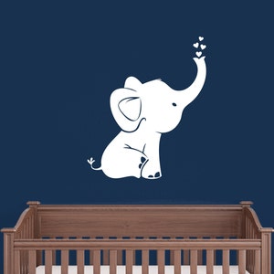 Elephant Wall Decal Nursery Decor - Solid White Color