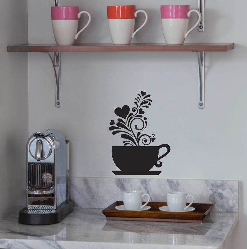 Free Shipping Coffee Cup Wall Decal Art Sticker Decor Etsy