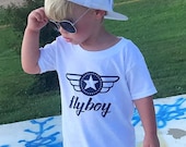 Toddler Flyboy Tee, Retro Aviator Pilot Wings Tee, Boys Patriotic Shirt, Kids Airplane Tee, Kids 4th of July Tee, Captain Wings, America Tee