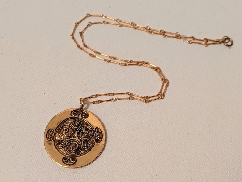 spiral pendant wicken Irish charm necklace Celtic Dragon Spiral Pendant BRASS Seahorse necklace Celtic spiral Celtic jewelry Viking