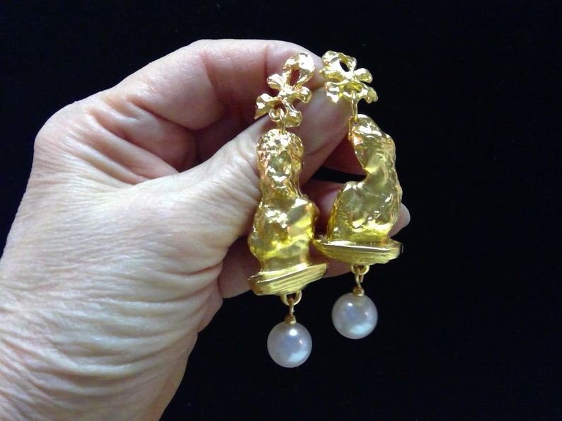 Big gold earrings God & Goddess dangle earring Greek Etsy