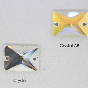 12 Pcs - Preciosa Crystal Rectangle Sew On Stone - 18x13mm - Crystal & Crystal AB