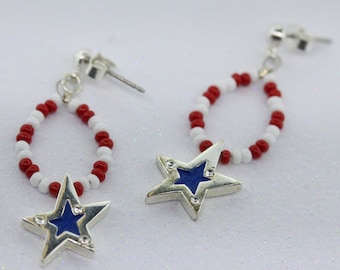 Pendientes de estrellas rojas, blancas y azules / Joyas patrióticas y del 4 de julio