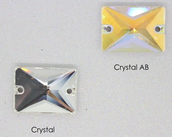 12 Pcs - Preciosa Crystal Rectangle Sew On Stone - 18x13mm - Crystal & Crystal AB