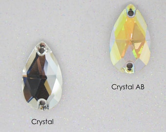 12 Pcs - Preciosa Crystal Pear Sew On Stone - 18x10.5mm - Crystal & Crystal AB