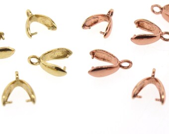 Pinch Pendant Bails - 1/4" Long - CHOOSE Gold or Copper Plated - 6 Pieces