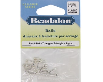 5 Pieces Beadalon 11mm Pinch Bail Pendant Silver Plated