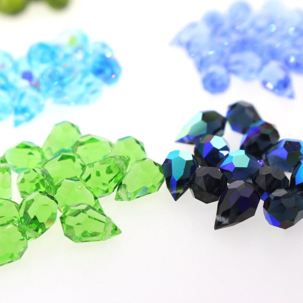 Preciosa Crystal Pendants 10X6mm (451-51-681) - Blue & Green Colors - CHOOSE YOUR COLOR