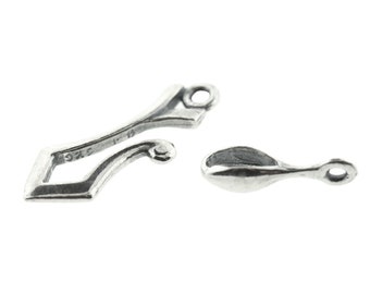 2 cierres de gancho y ojo de plata de ley - 21 mm (plata de ley 925)