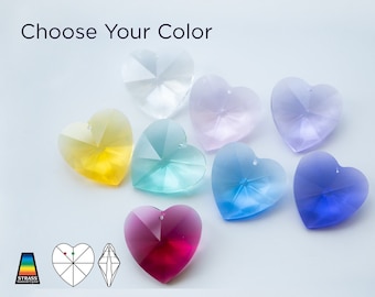 May include: Eight heart-shaped crystal prisms in various colors, including clear, yellow, blue, pink, and purple.  Choose Your Color.