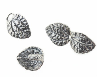 2 cierres de gancho y ojo de hoja de plata de ley - 16 mm (plata de ley 925)