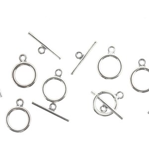 6 Sterling Silver Circle Toggle Clasps - 10mm ( 925 Sterling Silver )