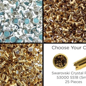Swarovski Crystal Rivets 53000 SS18 (5mm) (25 Pieces) - CHOOSE YOUR COLOR