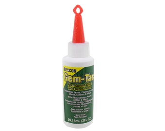 Gem-Tac Glue - 2oz bottle - Made for fabric - Ideal for gluing rhinestones onto fabric