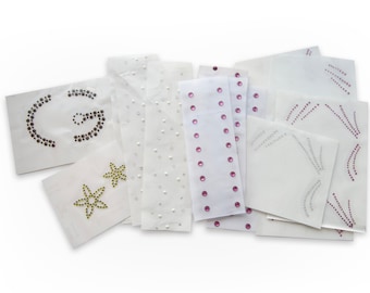 Swarovski Hot Fix Bügelbilder Strasssteine - Crystal Mixed Lot (6 Styles, 15 Transfers) - Super Angebot!