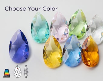 May include: Assortment of teardrop-shaped crystal prisms in various colours, including blue, green, pink, yellow, and clear. Choose your colour.