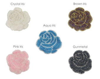 Beaded Flower Applique 2.5"- CHOOSE YOUR COLOR