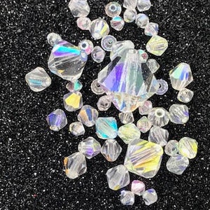 Preciosa Bicone Bead Mix - Crystal AB (Assorted Sizes)  (48 Pieces)