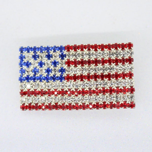 Rhinestone American Flag Pin | Patriotic and July 4th Jewelry