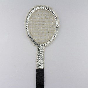 Tennis Racquet Sequin Applique 7.5&quot;x 3&quot;
