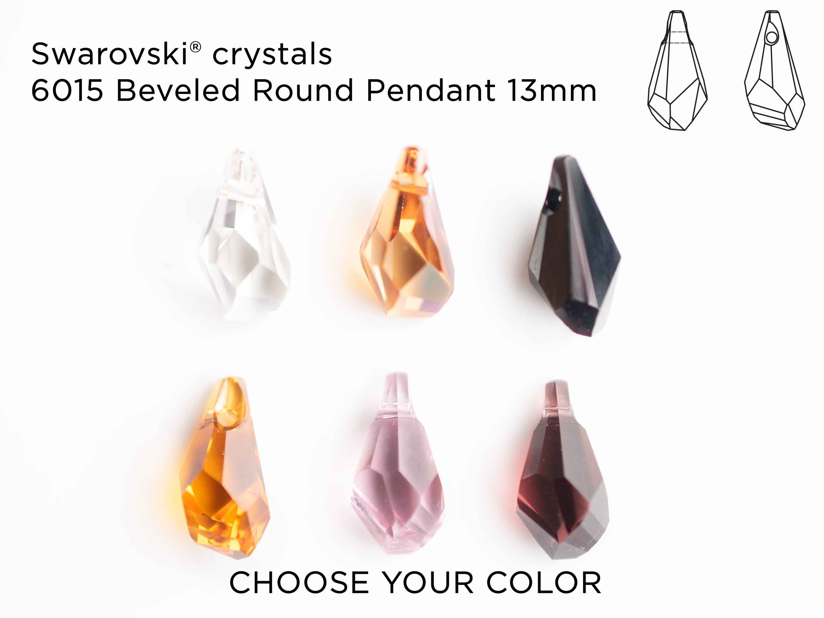 スワロフスキー ポリゴン ドロップ ペンダント 6015 13 mm - 12 個