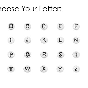Cuentas de carta de 100 piezas - ELIGE TU CARTA - Cuentas blancas con letras negras - 6mm - Cuentas de vidrio