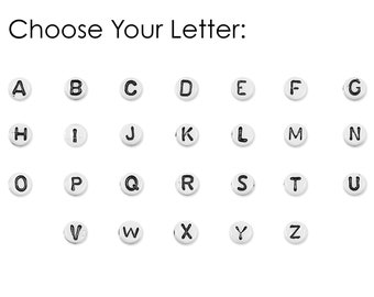 100 Piece Letter Beads - CHOOSE YOUR LETTER - White Beads with Black Lettering - 6mm - Glass Beads