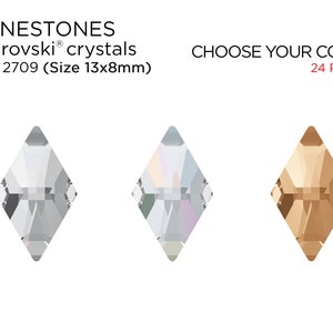 24 pcs Swarovski Rhinestones 2709 13x8mm Rhombus Cut - CHOOSE YOUR COLOR