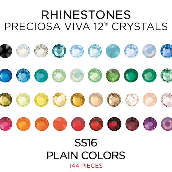 144 strass PRECIOSA VIVA12 SS16, couleurs unies - Couleur au choix