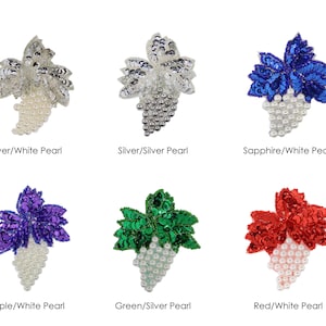 Bunch Of Grapes Beaded/Sequin/Pearl Applique 3.25&quot;x2.75&quot;- CHOOSE YOUR COLOR