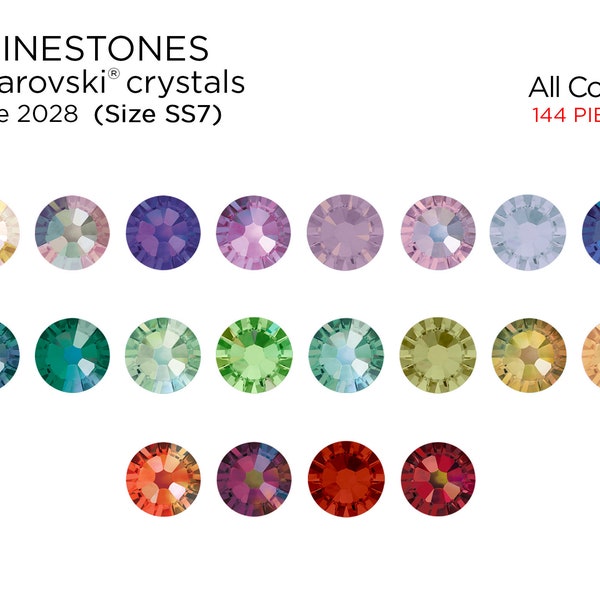 Swarovski 2028 Flatback Rhinestones SS7 - CHOOSE YOUR COLOR (144 Pieces)