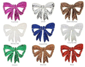 Bow Beaded & Sequin Applique 7x5.5"- CHOOSE YOUR COLOR