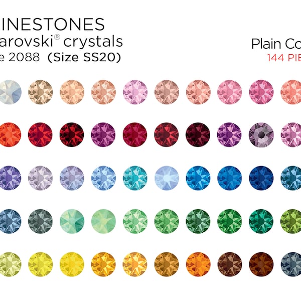 144 pcs Swarovski Rhinestones 2088 SS20 Plain Colors - CHOOSE YOUR COLOR