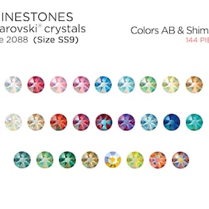 144 pcs Swarovski Rhinestones 2058 SS9 AB & Shimmer - CHOOSE Your COLOR