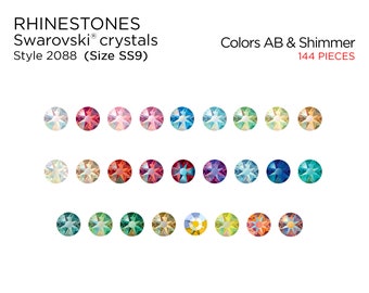 144 pcs Swarovski Rhinestones 2058 SS9 AB & Shimmer - CHOOSE Your COLOR