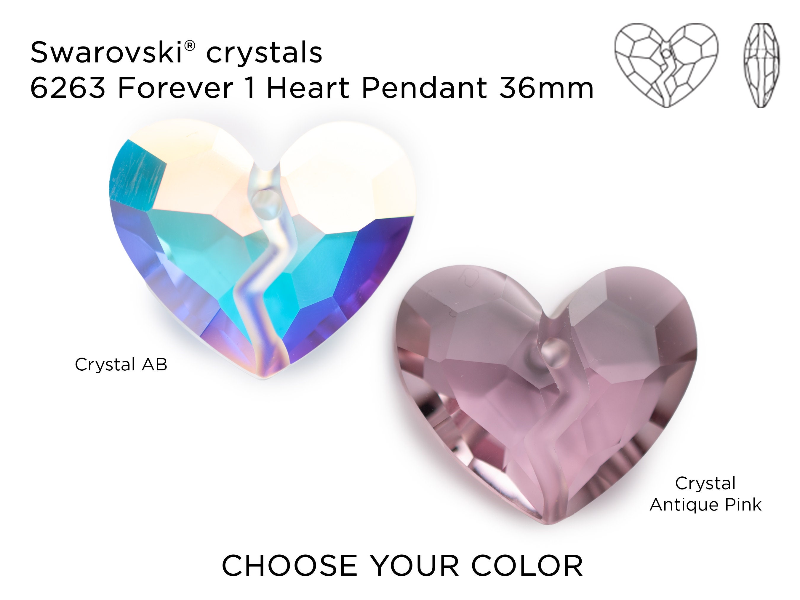 RARE Swarovski Forever 1 Heart Pendant 6263 36mm - 1 Piece